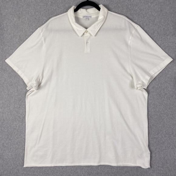 James Perse Shirt Mens 5 XXL White Crisp Cotton Terry Polo - Picture 1 of 9